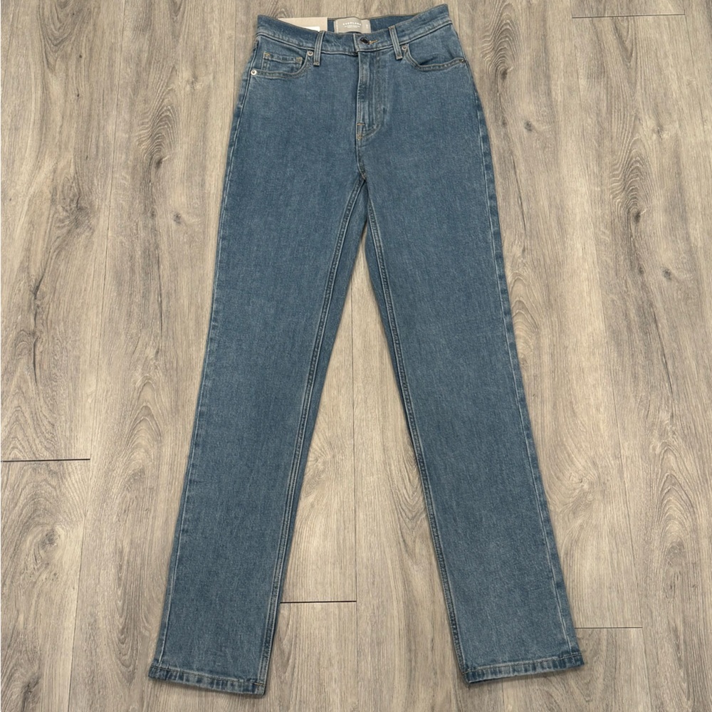 Everlane The Original Cheeky Classic Blue Denim High Rise Straight Leg Jeans